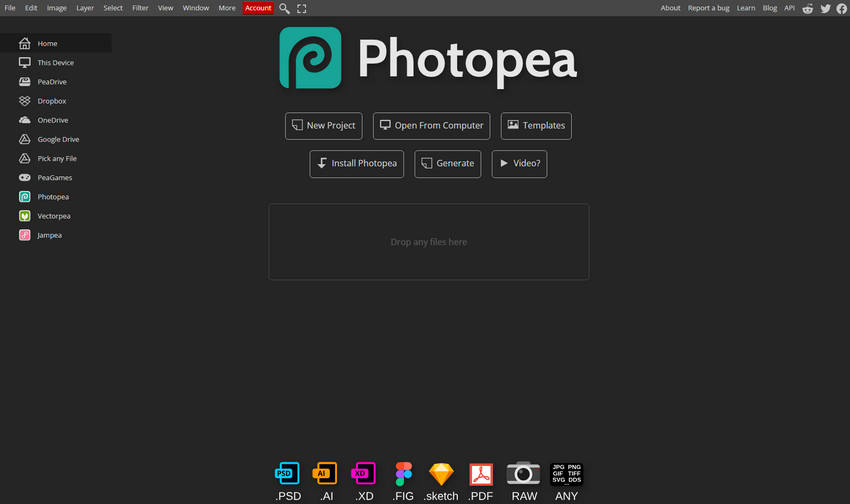 get started with photopea