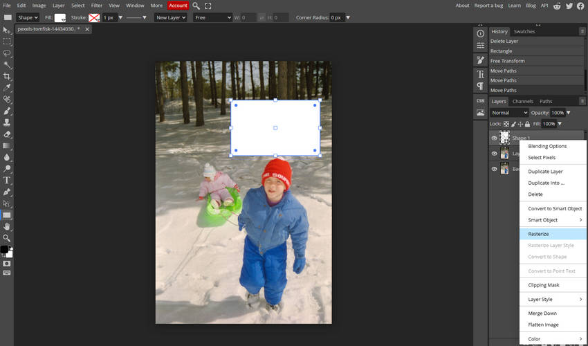 How to Rasterize a Layer in Photopea