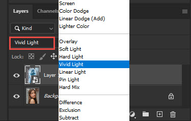 Photoshop Change Blend Mode Vivid Light