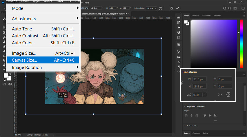 Photoshop Change Canvas Size