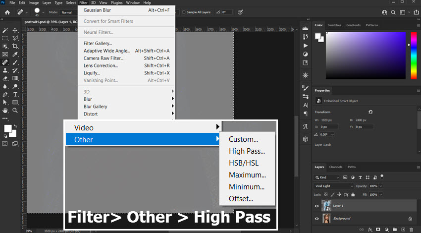 Photoshop Filter High Pass
