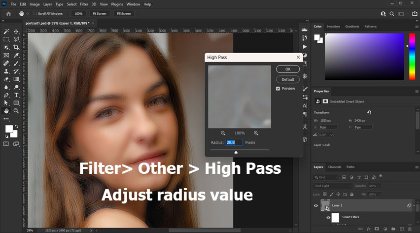 Photoshop High Pass Radius