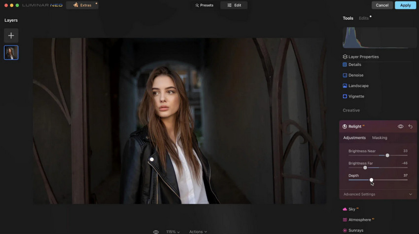 luminar neo ai photo editing workflow example
