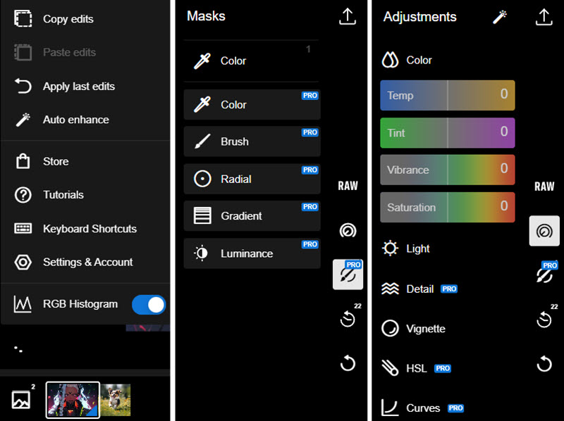 Polarr Features Masks Colors