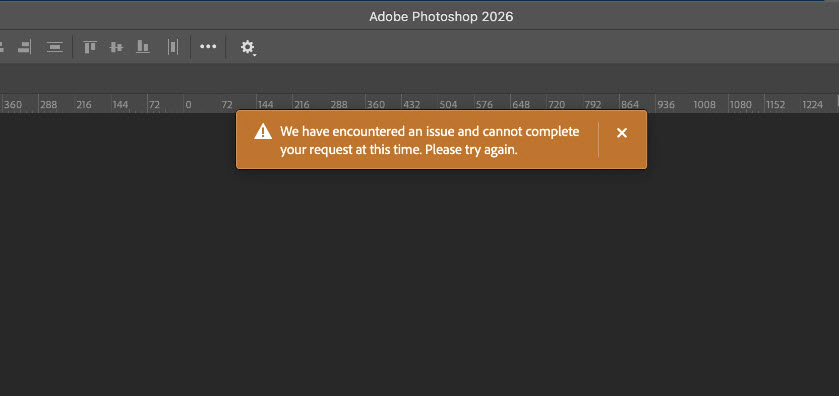photoshop generative upscale not working error