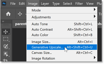 where is photoshop generative upscale option