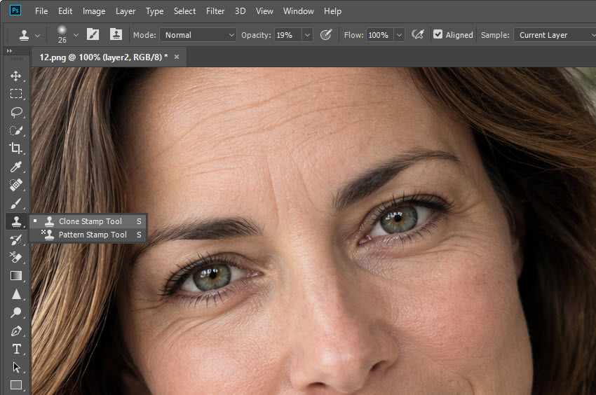 Photoshop wrinkles brush tools