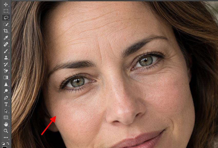 photoshop reduce wrinkles result