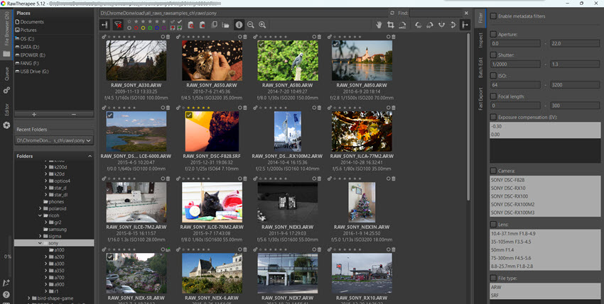 RawTherapee File Browser RAW Photos