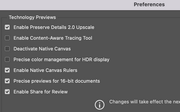 Enable Preserve Details 2.0 in Photoshop