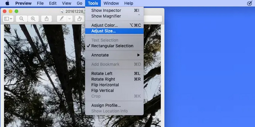 Adjust Size in Preview on Mac