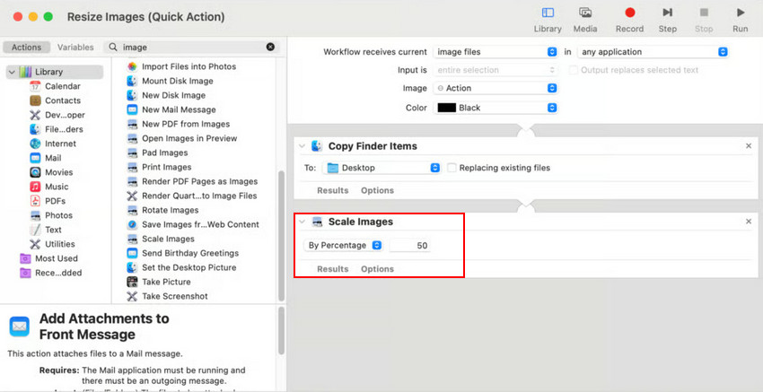 Enable Quick Action to Resize Images