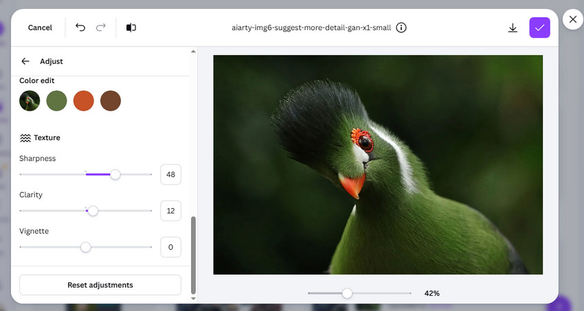 Sharpen an Image with Canva's Sharpness Slider