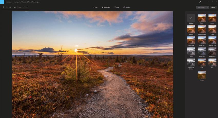 windows photos app add filters