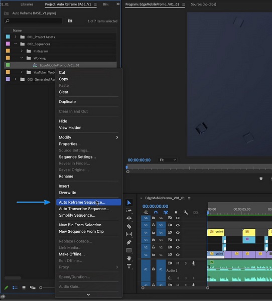 Premiere Pro Auto Reframe Sequence
