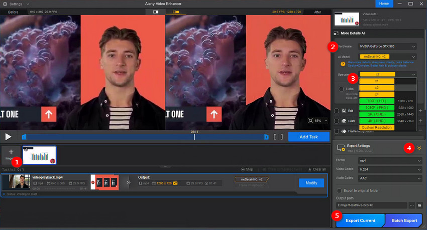 Enhance presentation video using Aiarty Video Enhancer