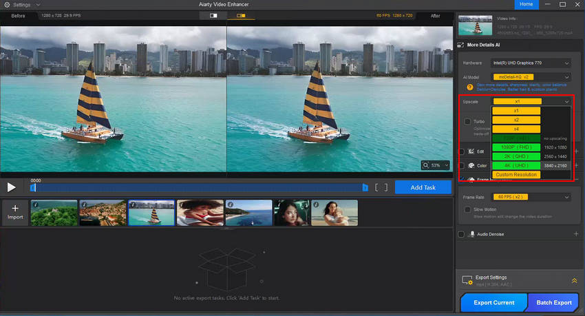 enable frame interpolation in Aiarty Video Enhancer