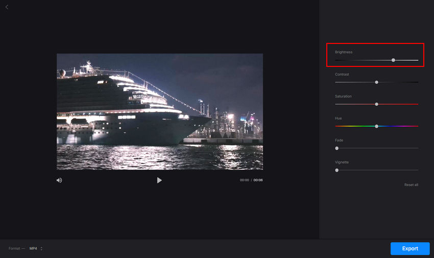 Brighten a video online using Clideo