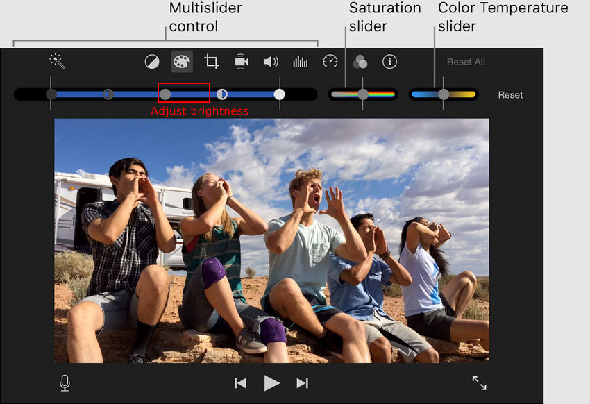 Brighten a video in iMovie
