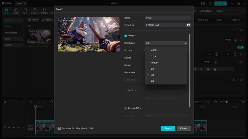 how to reduce video size free in Capcut