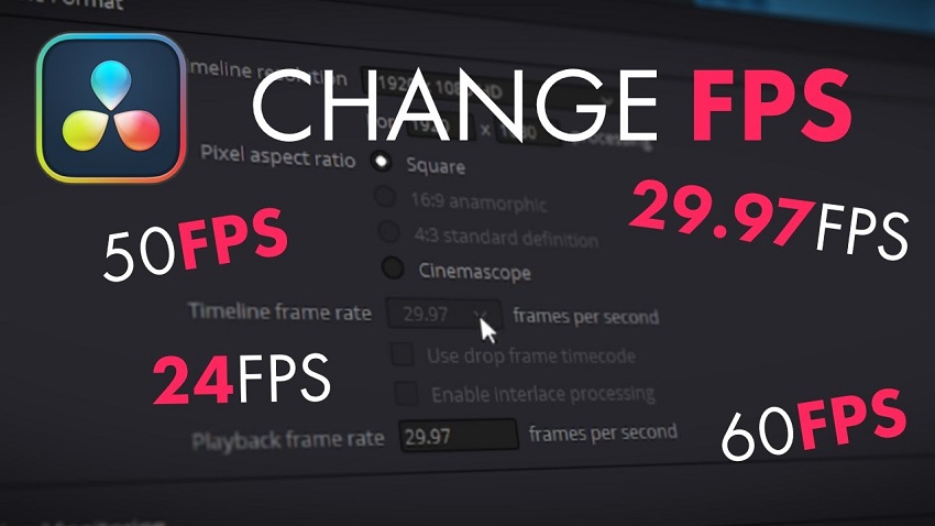 how to change frame rate in Davinci Resolve