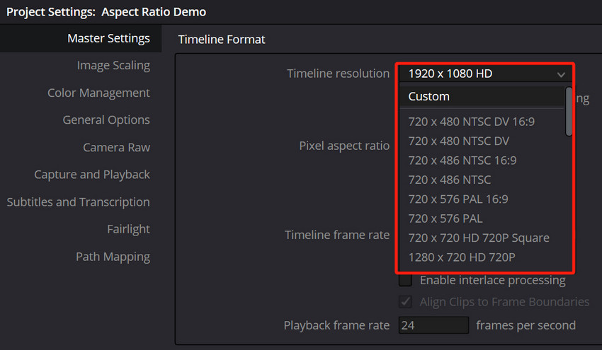 Premiere Pro Sequence Settings dialogue box