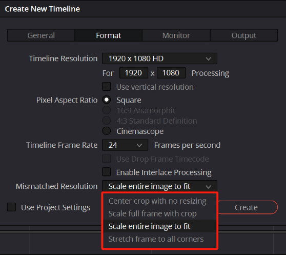 Mismatch Resolution in Davinci Resolve