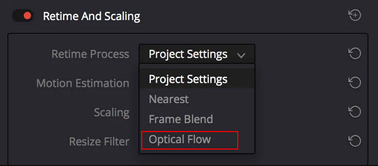 DaVinci Resolve optical flow