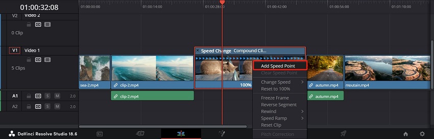 DaVinci Resolve Add Speed Points