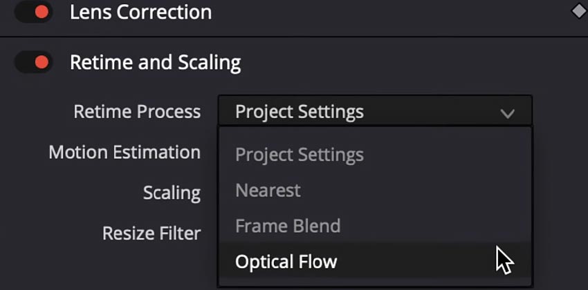 Optical Flow feature in DaVinci Resolve