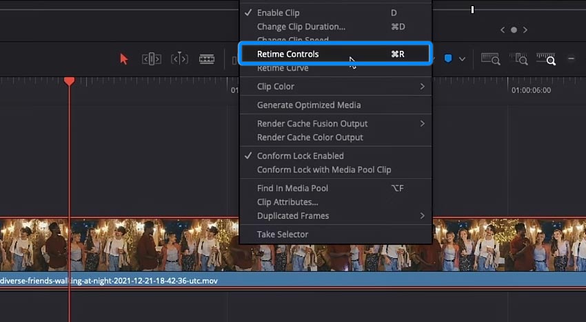 DaVinci Resolve Retime Controls