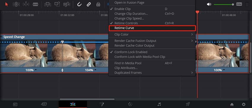 DaVinci Resolve Retime Curve