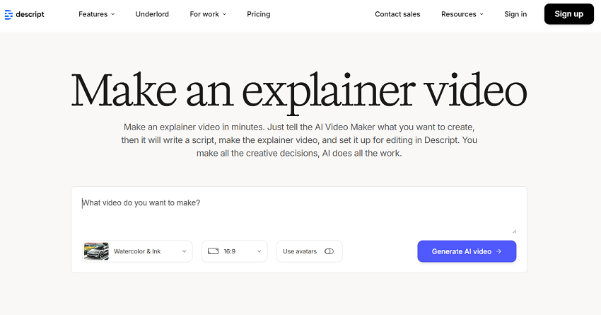 Descript explainer video maker