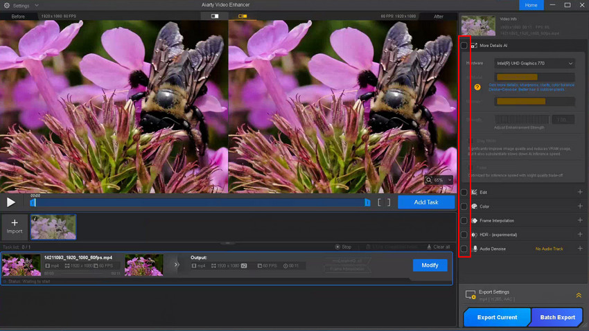 Import HDR footage into Aiarty Video Enhancer