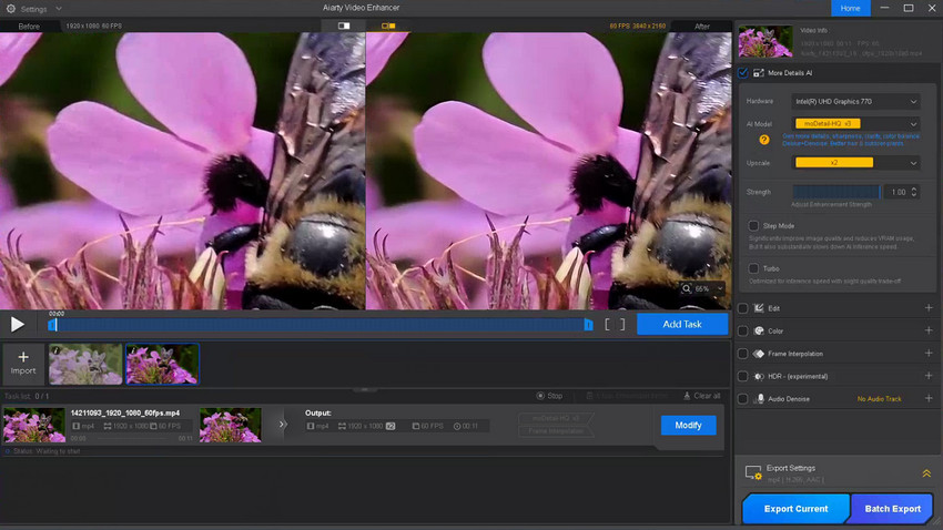 Import HDR footage into Aiarty Video Enhancer