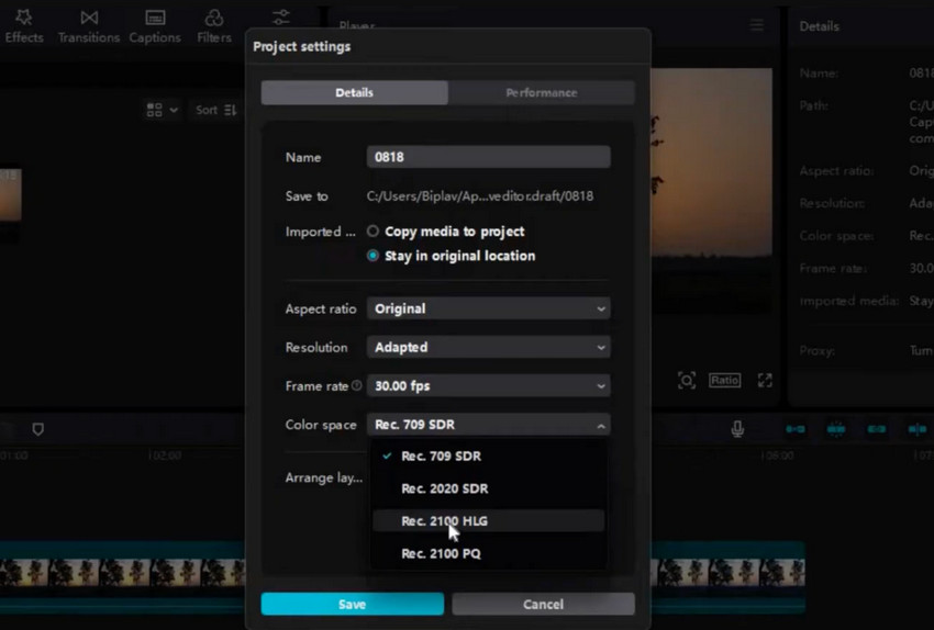 Convert HDR to SDR in CapCut