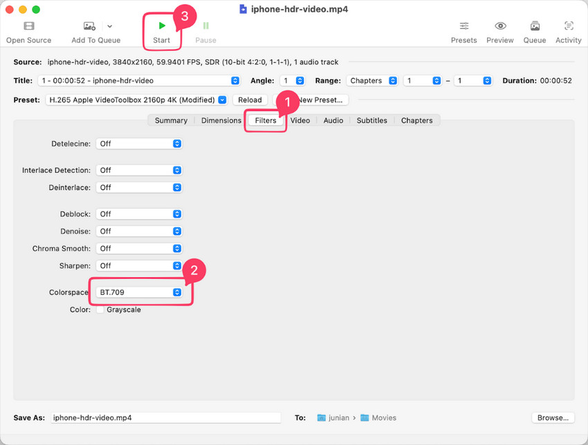 Convert HDR to SDR in HandBrake