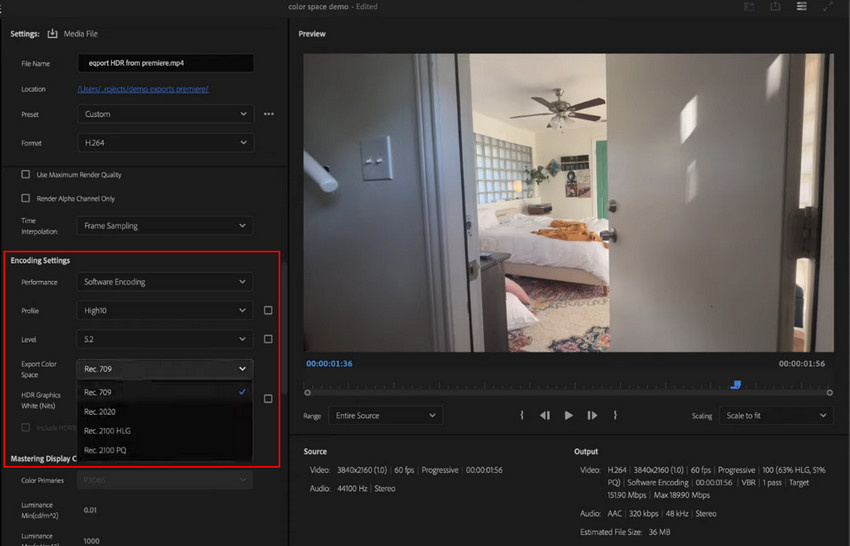 Export SDR from Premiere Pro