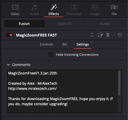 Free DaVinci Resolve plugin - Magic Zoom