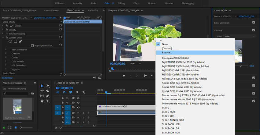 how to fix overexposed video in premiere pro