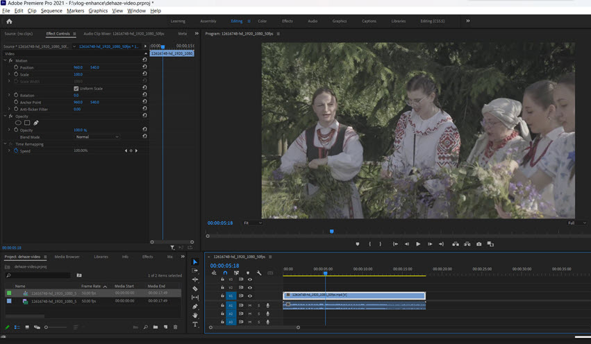 Premiere Add Video Timeline To Dehaze