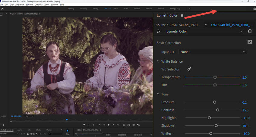 Premiere Pro Dehaze With Lumetri Color Panel