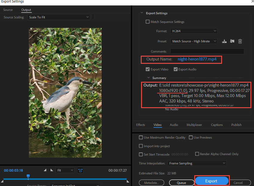 Premiere Pro Export Settings