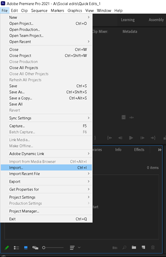 Premiere Pro Import