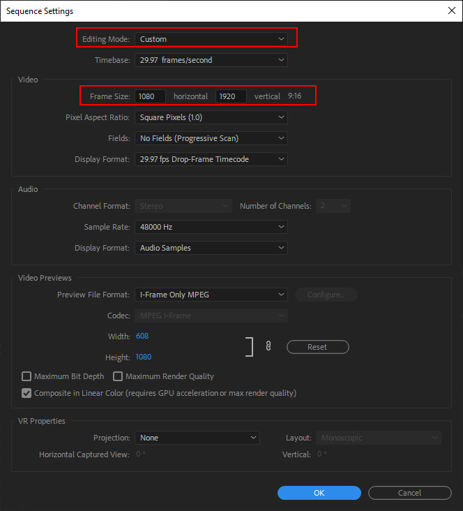 Resize video for TikTok with Premiere Pro