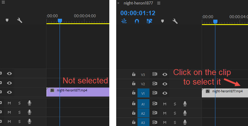 Premiere Pro Timeline Select Clip
