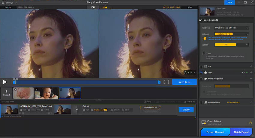 Enhance low-quality video for flawless film grain