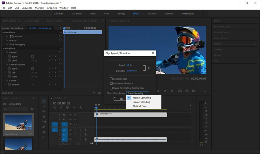 Choose Premiere Pro Optical Flow