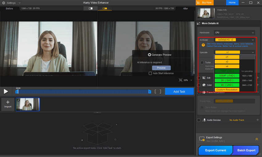 Resize video for TikTok with Aiarty Video Enhancer