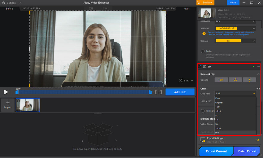 Resize video for TikTok with Aiarty Video Enhancer